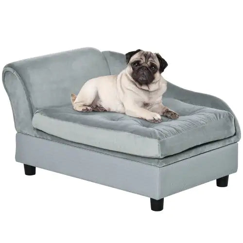 Luxury Small Dog Bed with Hidden Storage – Modern Pet Sofa for Small Breeds (Grey)