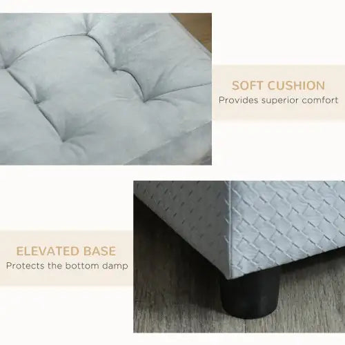 Luxury Small Dog Bed with Hidden Storage – Modern Pet Sofa for Small Breeds (Grey)