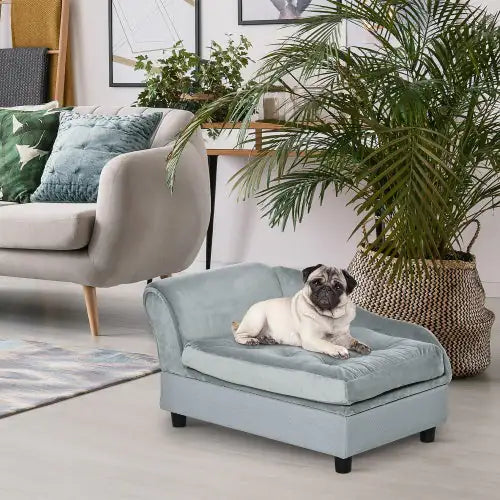 Luxury Small Dog Bed with Hidden Storage – Modern Pet Sofa for Small Breeds (Grey)