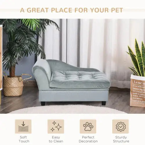 Luxury Small Dog Bed with Hidden Storage – Modern Pet Sofa for Small Breeds (Grey)