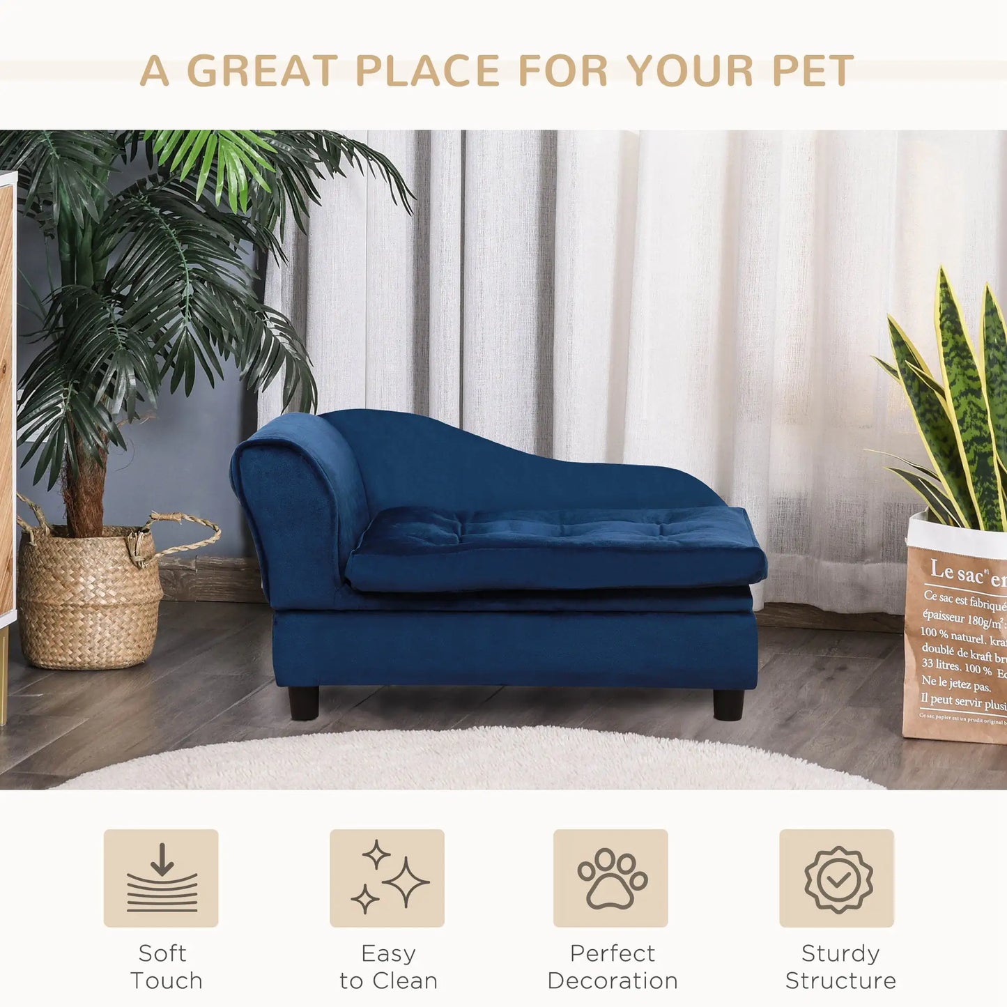 Luxury Small Dog Bed with Hidden Storage – Modern Pet Sofa for Small Breeds