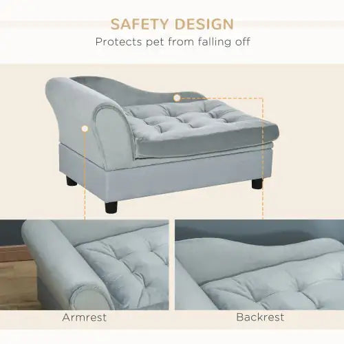 Luxury Small Dog Bed with Hidden Storage – Modern Pet Sofa for Small Breeds (Grey)